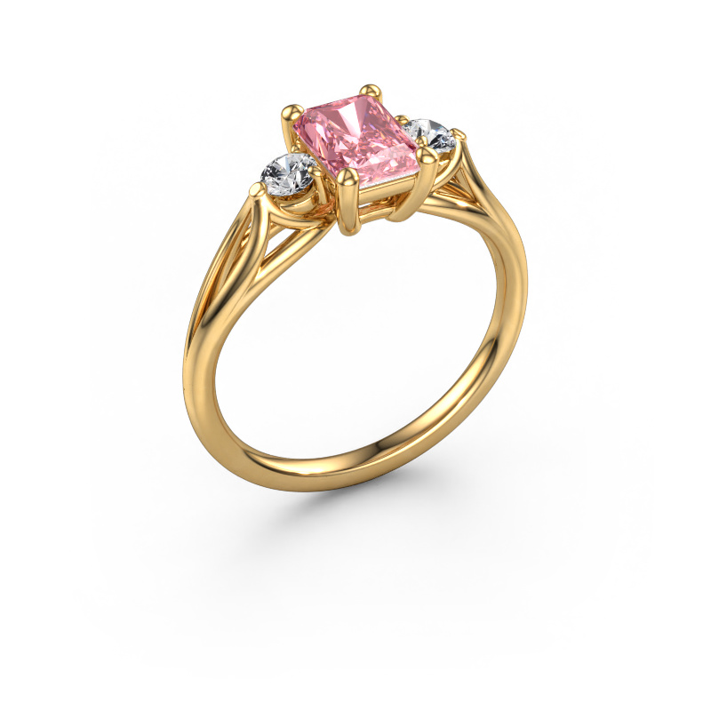 Image of Engagement ring Amie RAD 585 gold Pink lab grown diamond 7x5 mm