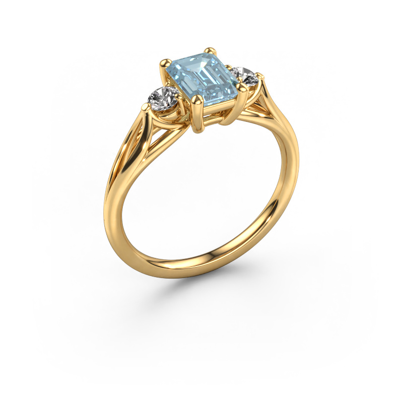 Bild von Verlobungsring Amie EME 585 Gold Blauer Labordiamant 7x5 mm