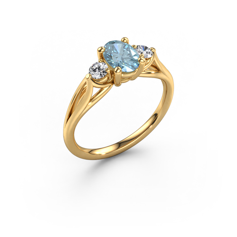 Image of Engagement ring Amie OVL 585 gold Blue lab grown diamond 7x5 mm