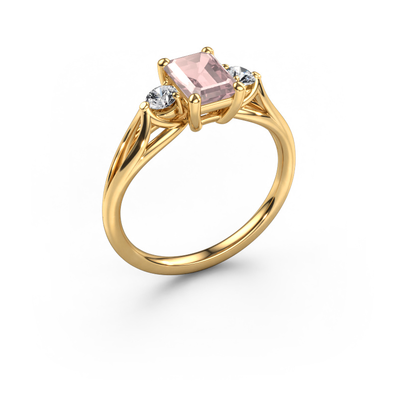 Image of Engagement ring Amie EME 585 gold Morganite champagne 7x5 mm