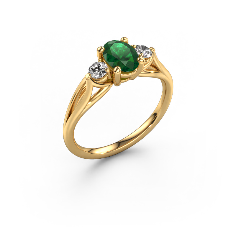 Image of Engagement ring Amie OVL 585 gold Emerald 7x5 mm