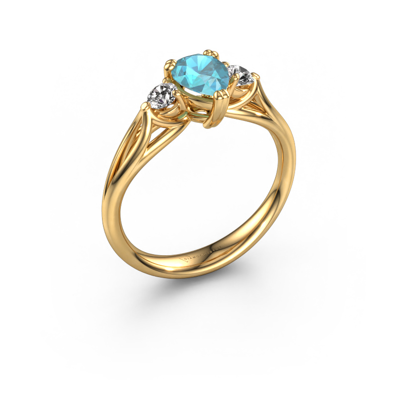 Bild von Verlobungsring Amie per 585 Gold Blau Topas 7x5 mm