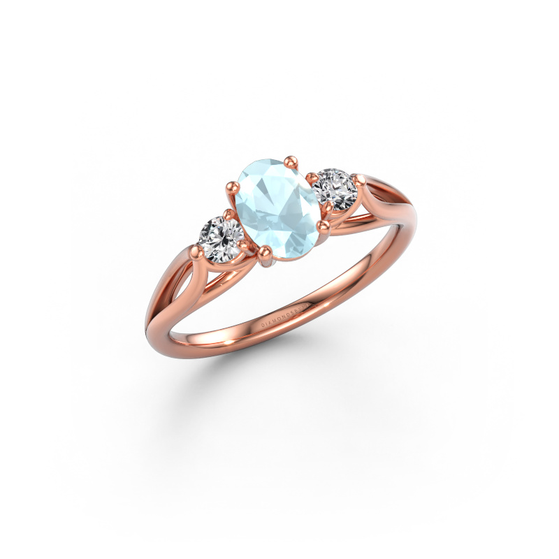 Immagine di Anello di fidanzamento Amie OVL 585 oro rosa Acquamarina 7x5 mm