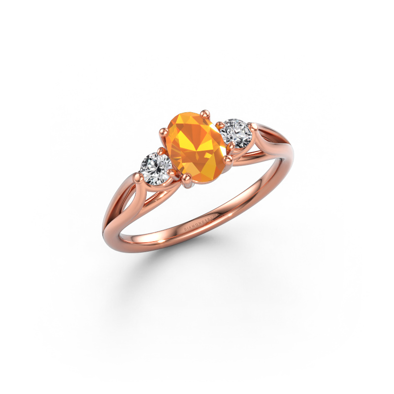 Immagine di Anello di fidanzamento Amie OVL 585 oro rosa Citrino 7x5 mm