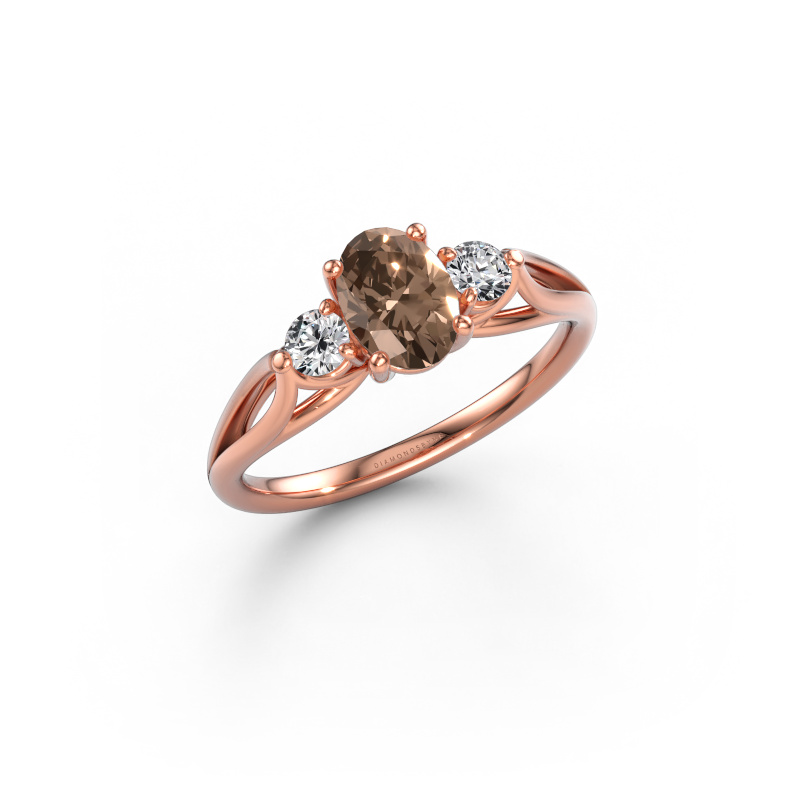 Image of Engagement ring Amie OVL 585 rose gold Brown diamond 0.900 crt