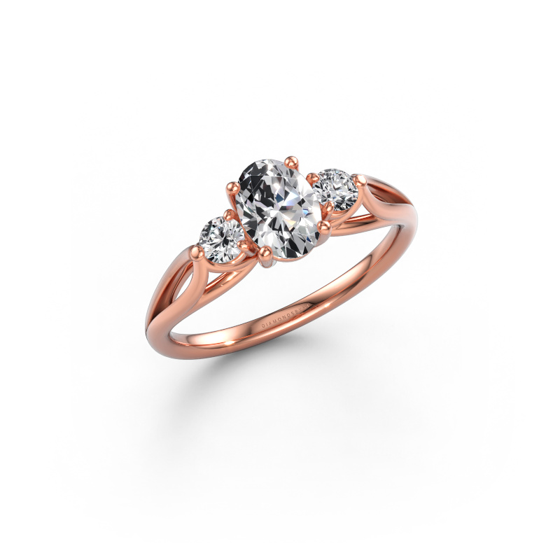 Bild av Förlovningsring Amie OVL 585 roséguld Diamant efter eget val 7x5 mm