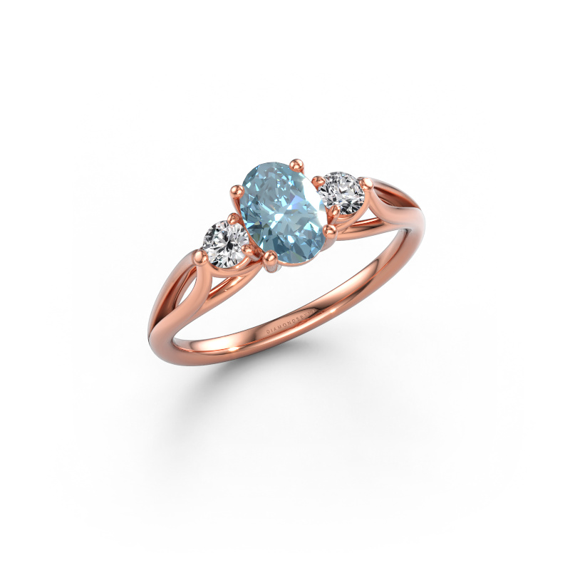 Bild av Förlovningsring Amie OVL 585 roséguld Blå labbodlad diamant 7x5 mm