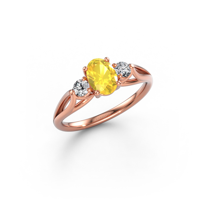 Bild av Förlovningsring Amie OVL 585 roséguld Gul safir 7x5 mm