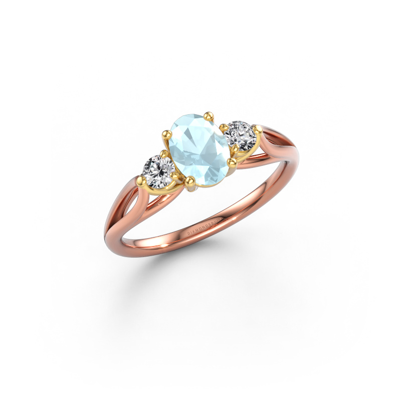 Image de Bague de fiançailles Amie OVL 585 or rose Aigue-marine 7x5 mm