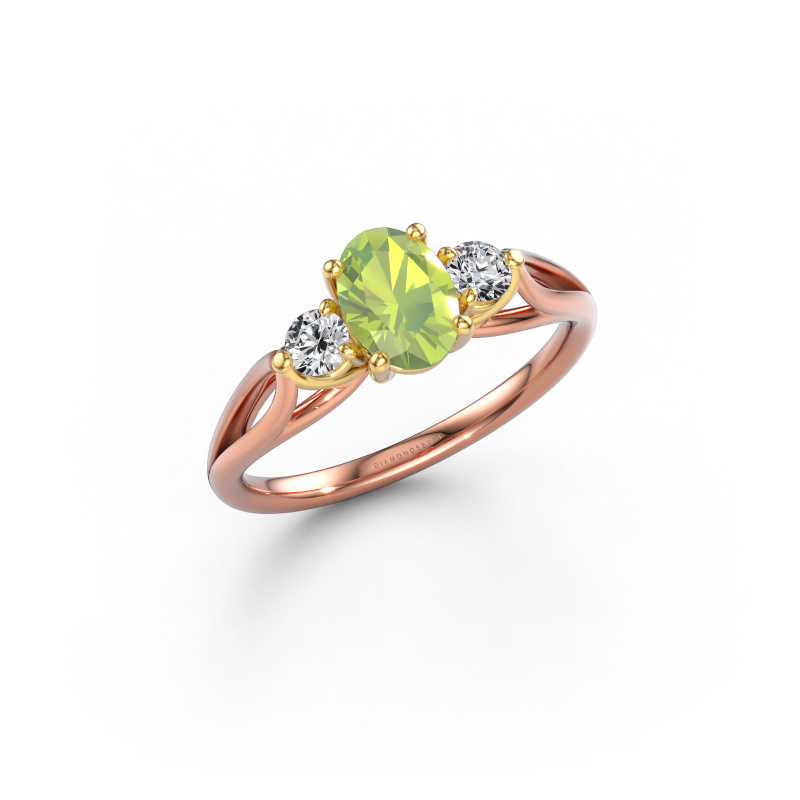 Image de Bague de fiançailles Amie OVL 585 or rose Péridot 7x5 mm