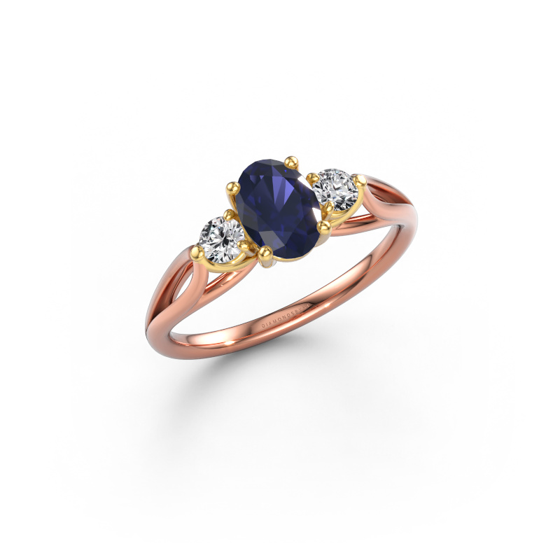 Image of Engagement ring Amie OVL 585 rose gold Sapphire 7x5 mm