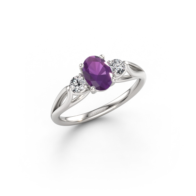 Image of Engagement ring Amie OVL 950 platinum Amethyst 7x5 mm