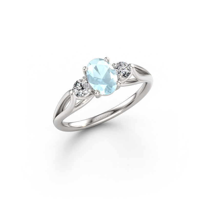 Immagine di Anello di fidanzamento Amie OVL 585 oro bianco Acquamarina 7x5 mm