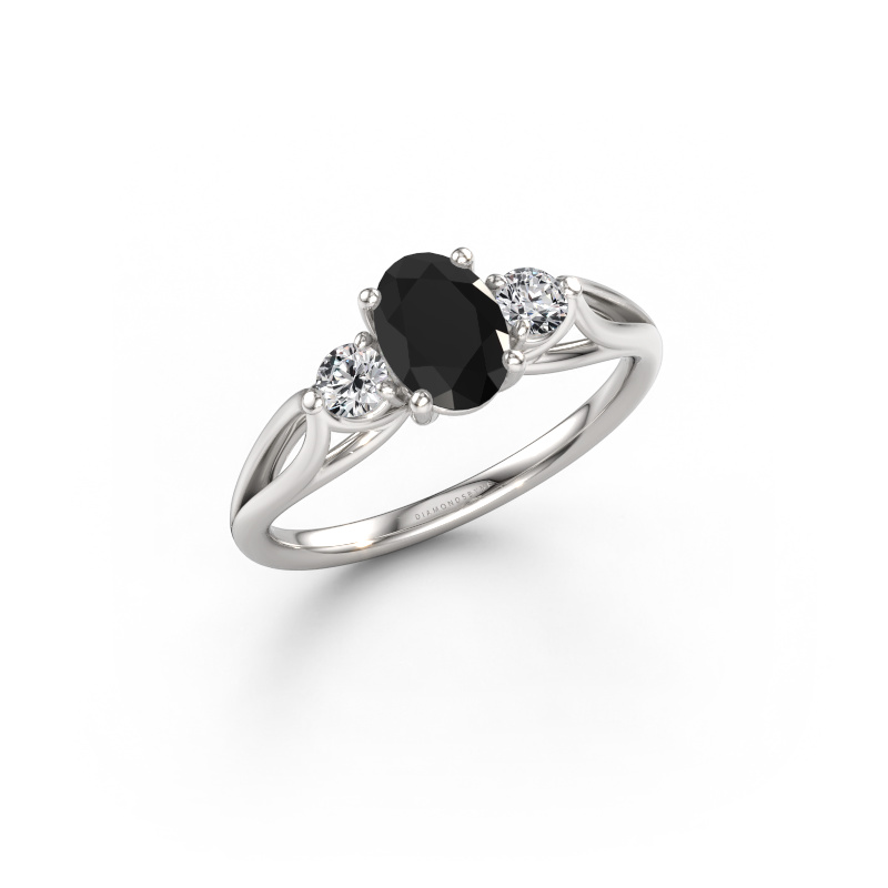 Image of Engagement ring Amie OVL 950 platinum Black diamond 1.25 crt