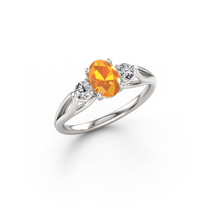 Image de Bague de fiançailles Amie OVL 950 platine Citrine 7x5 mm