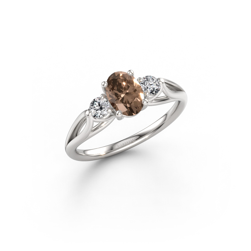 Bild av Förlovningsring Amie OVL 585 vitt guld Brun diamant 0.900 crt
