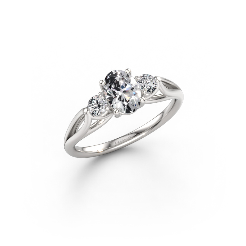 Image of Engagement ring Amie OVL 950 platinum Zirconia 7x5 mm