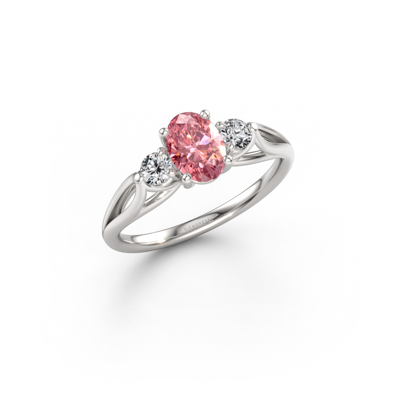 Immagine di Anello di fidanzamento Amie OVL 950 platino Diamante lab grown rosa 7x5 mm