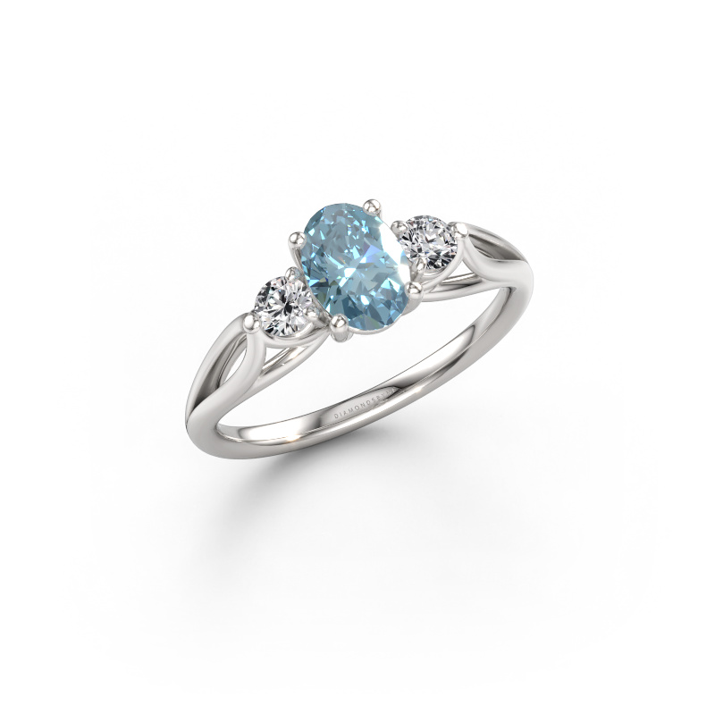 Immagine di Anello di fidanzamento Amie OVL 950 platino Diamante lab grown blu 7x5 mm