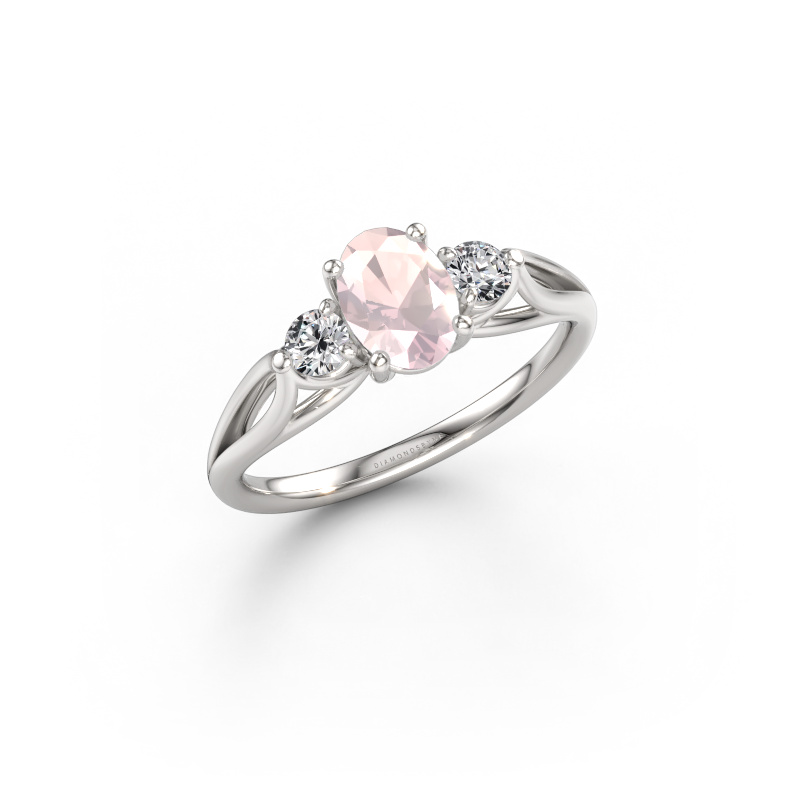 Immagine di Anello di fidanzamento Amie OVL 585 oro bianco Morganite champagne 7x5 mm
