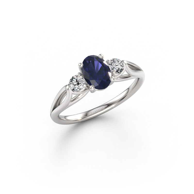 Bild av Förlovningsring Amie OVL 585 vitt guld Safir 7x5 mm