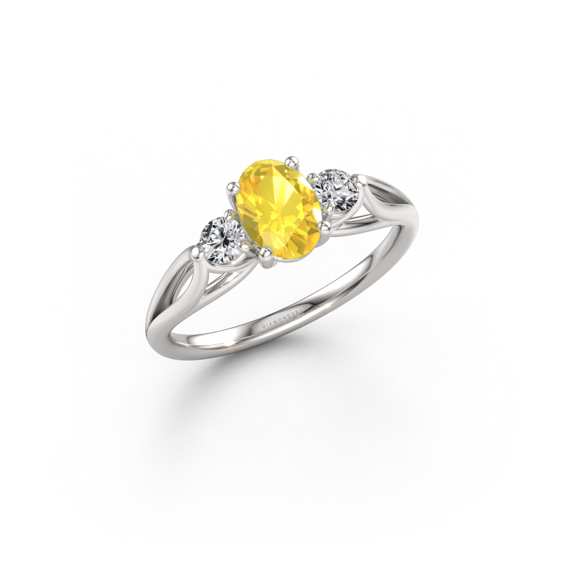 Bild av Förlovningsring Amie OVL 950 platina Gul safir 7x5 mm