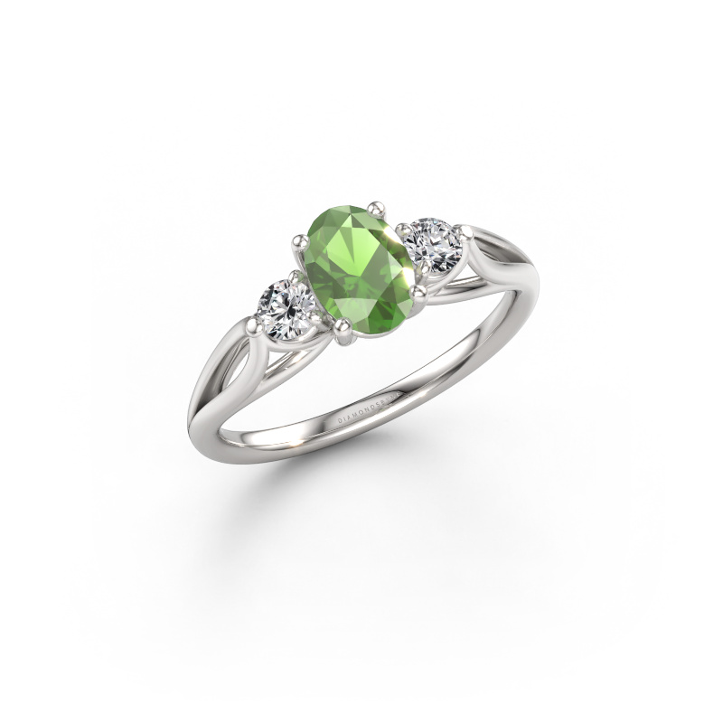 Immagine di Anello di fidanzamento Amie OVL 585 oro bianco Tormalina verde 7x5 mm