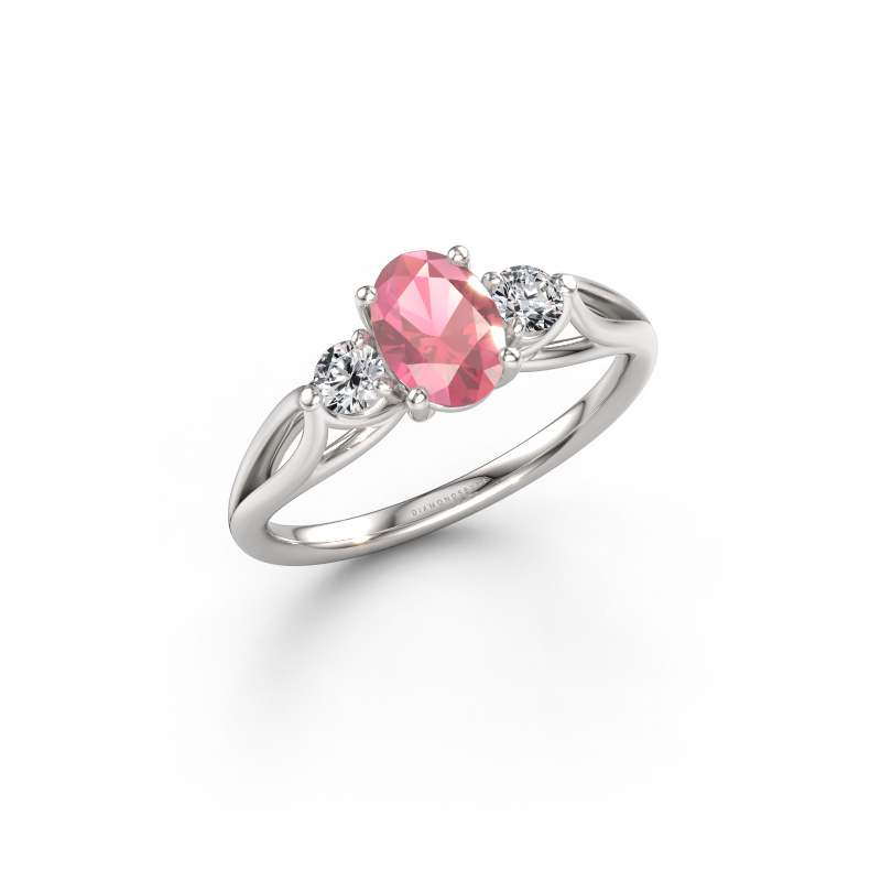 Immagine di Anello di fidanzamento Amie OVL 585 oro bianco Tormalina rosa 7x5 mm