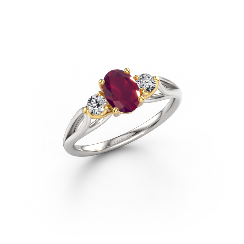 Bild von Verlobungsring Amie OVL 585 Weißgold Rhodolit 7x5 mm