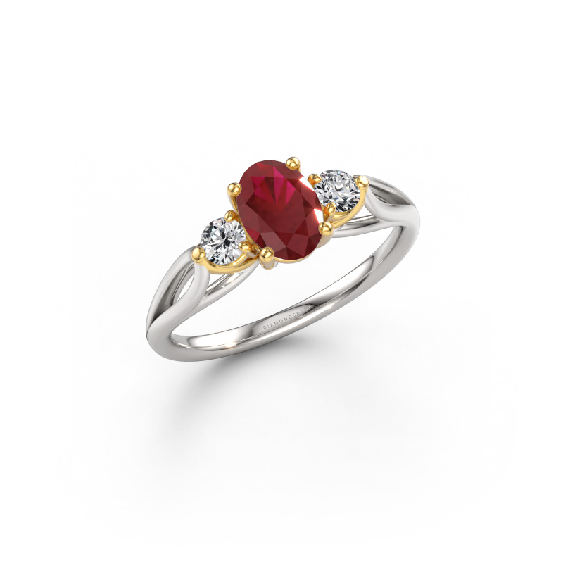 Image de Bague de fiançailles Amie OVL 585 or blanc Rubis 7x5 mm
