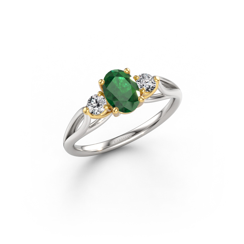 Bild von Verlobungsring Amie OVL 585 Weißgold Smaragd 7x5 mm