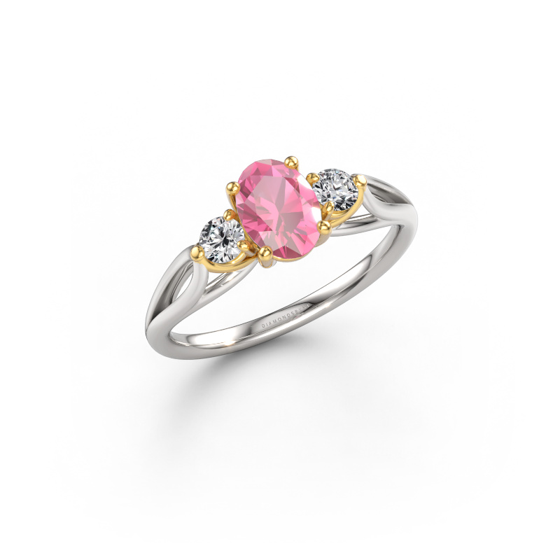 Image of Engagement ring Amie OVL 585 white gold Pink sapphire 7x5 mm
