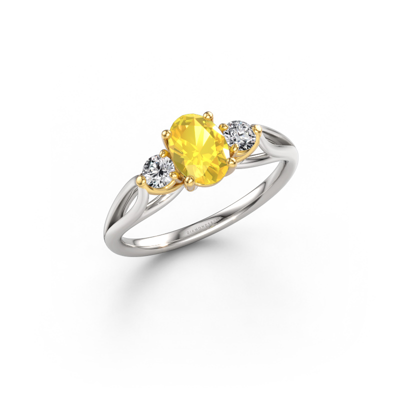 Bild von Verlobungsring Amie OVL 585 Weißgold Gelb Saphir 7x5 mm