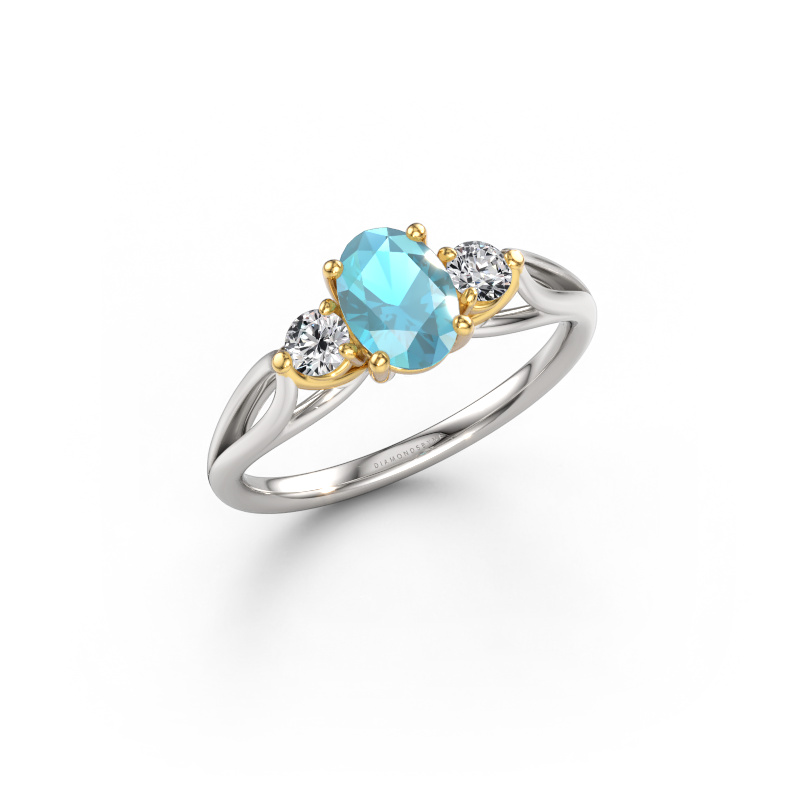 Bild von Verlobungsring Amie OVL 585 Weißgold Blau Topas 7x5 mm
