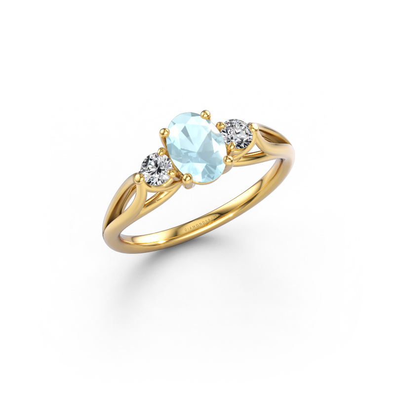 Immagine di Anello di fidanzamento Amie OVL 585 oro Acquamarina 7x5 mm