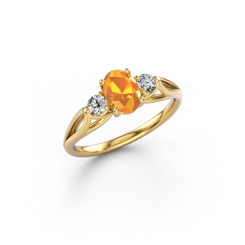 Afbeelding van Verlovingsring Amie OVL 585 goud Citrien 7x5 mm