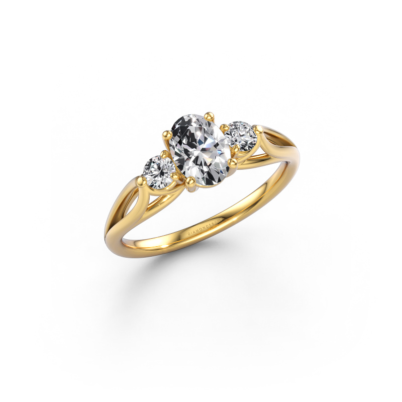Bild av Förlovningsring Amie OVL 585 gult guld Diamant efter eget val 7x5 mm
