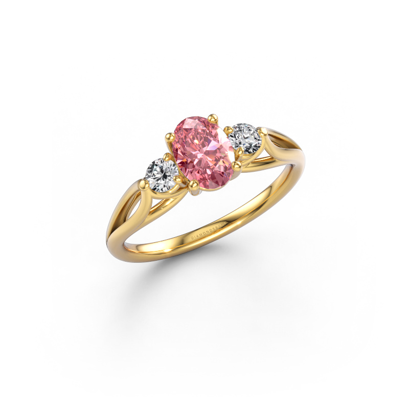 Immagine di Anello di fidanzamento Amie OVL 585 oro Diamante lab grown rosa 7x5 mm