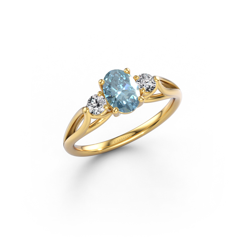 Image of Engagement ring Amie OVL 585 gold Blue lab grown diamond 7x5 mm