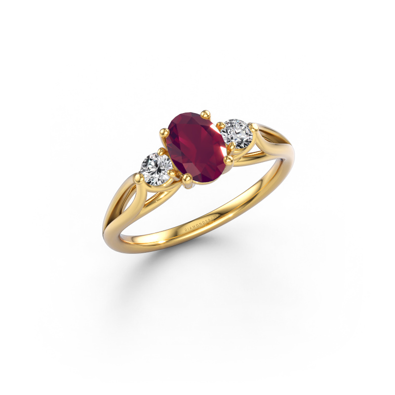 Image of Engagement ring Amie OVL 585 gold Rhodolite 7x5 mm