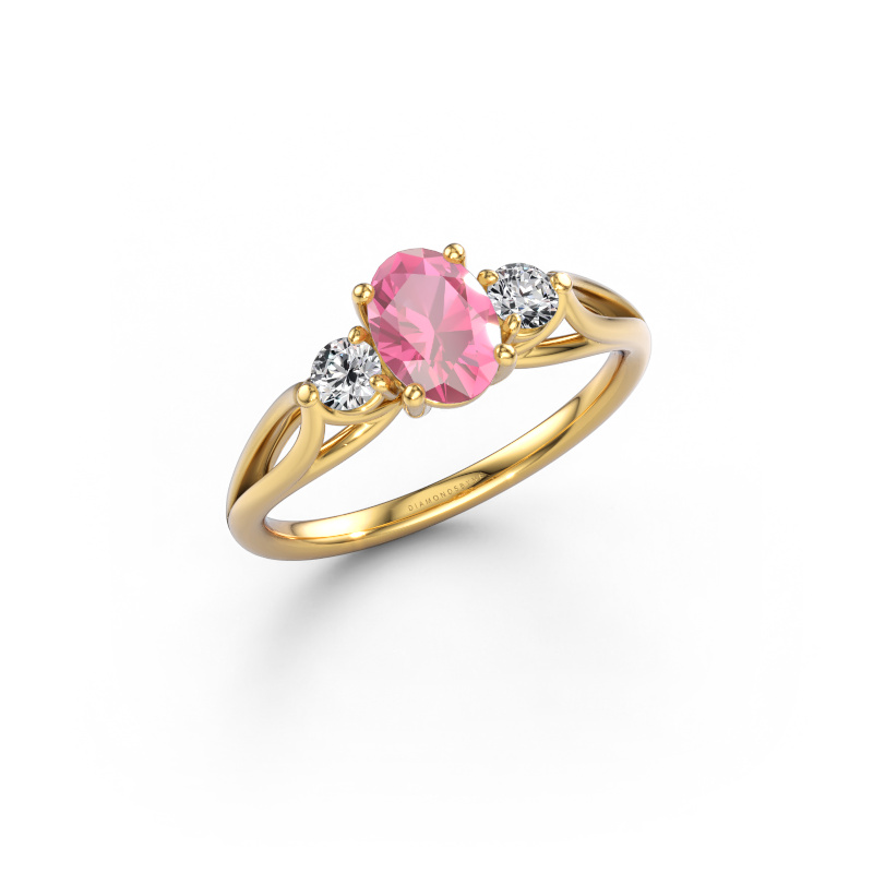 Image of Engagement ring Amie OVL 585 gold Pink sapphire 7x5 mm