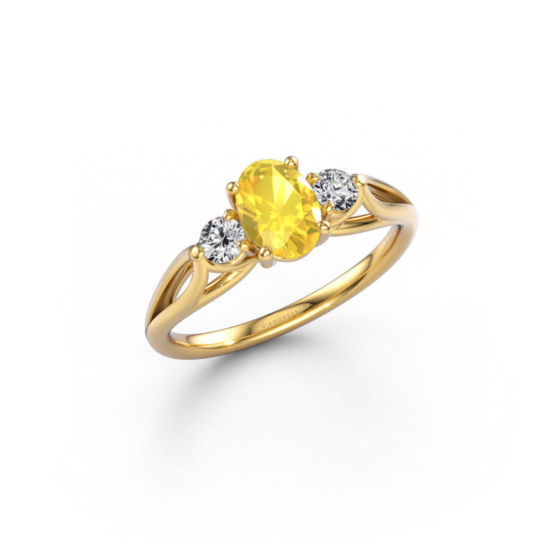 Image of Engagement ring Amie OVL 585 gold Yellow sapphire 7x5 mm