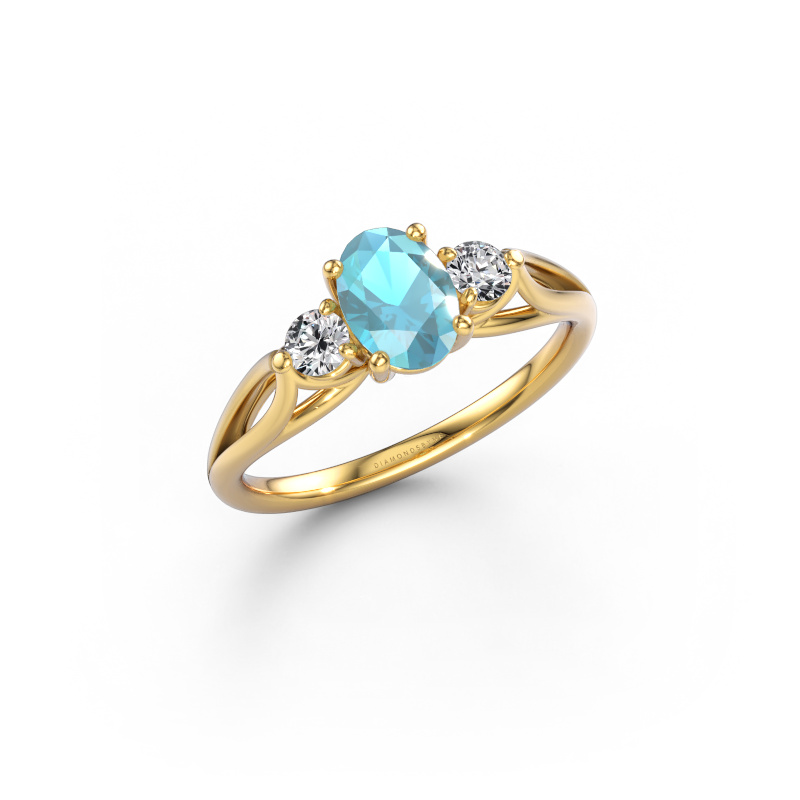 Immagine di Anello di fidanzamento Amie OVL 585 oro Topazio blu 7x5 mm
