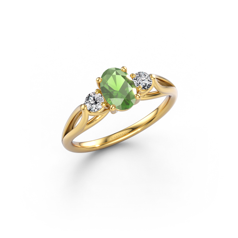 Immagine di Anello di fidanzamento Amie OVL 585 oro Tormalina verde 7x5 mm