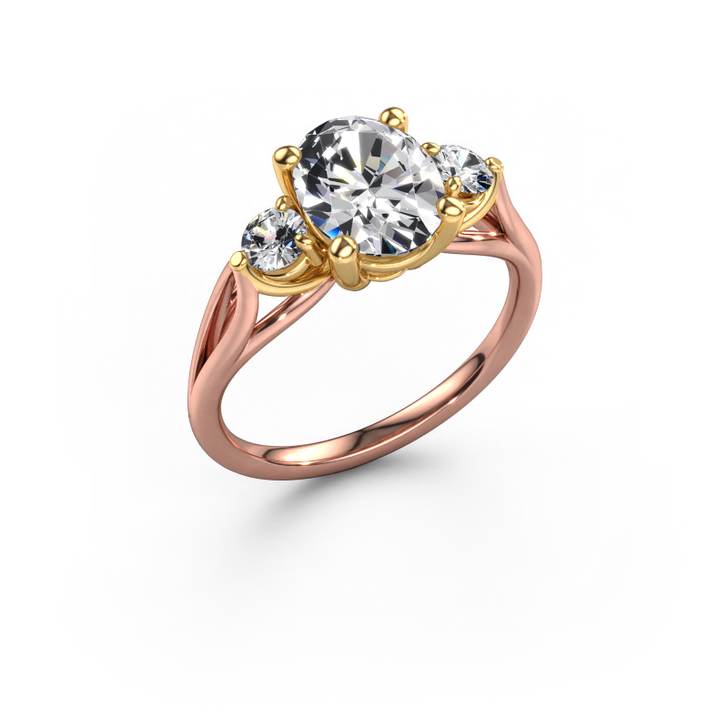 Image de Bague de fiançailles Amie OVL 585 or rose Diamant synthétique 2.10 crt
