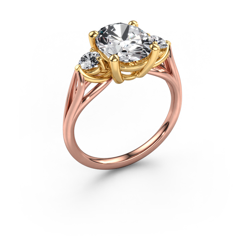 Image of Engagement ring Amie OVL 585 rose gold Lab grown diamond 3.00 crt