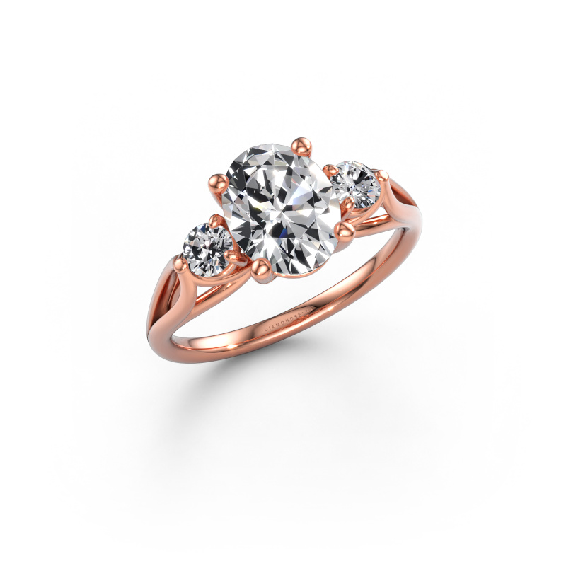 Immagine di Anello di fidanzamento Amie OVL 585 oro rosa Diamante lab grown 2.10 crt