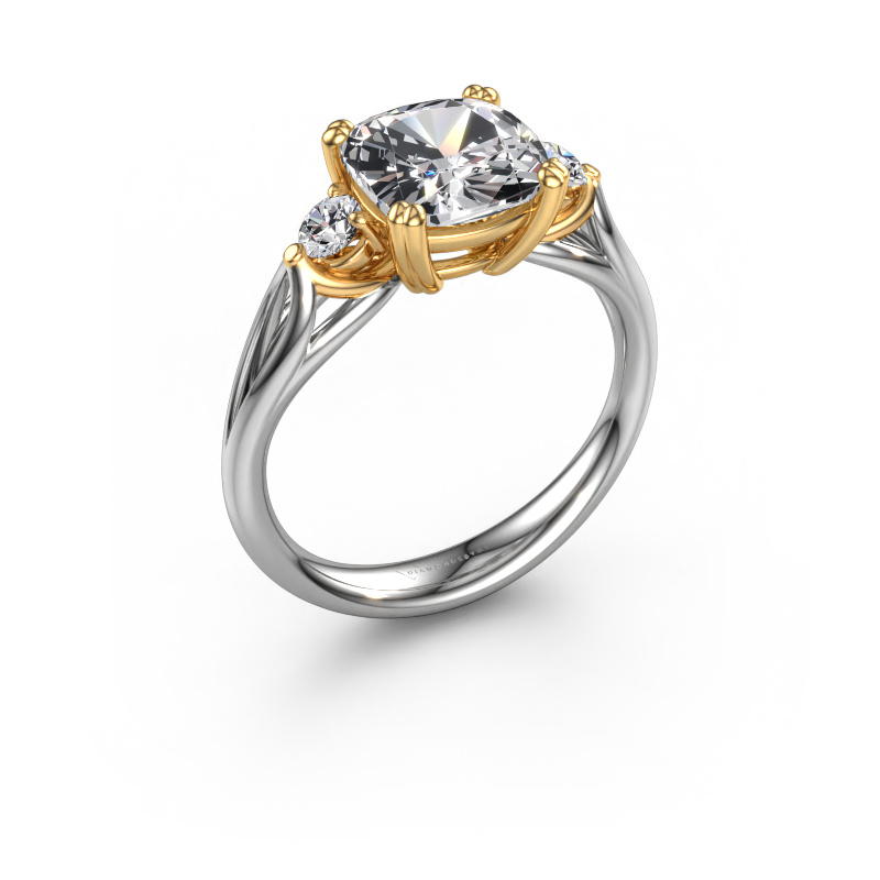 Image de Bague de fiançailles Amie cus 585 or blanc Diamant synthétique 2.70 crt
