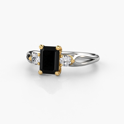 Fantasy tasteful white gold crt black diamond engagement