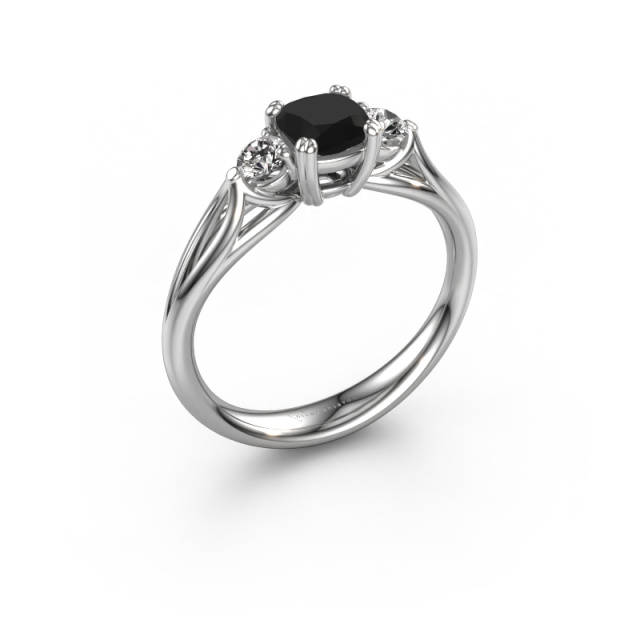 Afbeelding van Verlovingsring Amie cus 925 zilver Zwarte diamant 0.900 crt